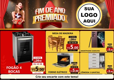 Modelo de Encarte para Encarte A4 Horizontal com o tema Fim de Ano Premiado para Móveis e Eletro