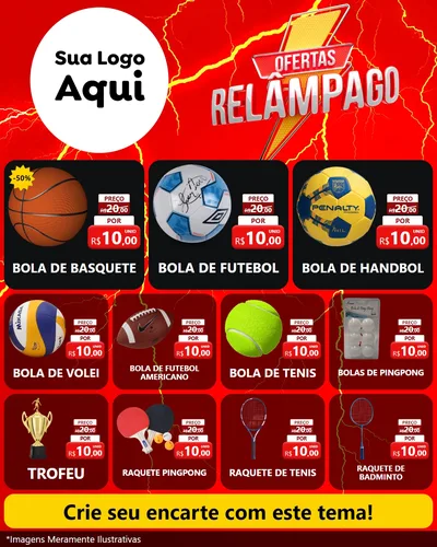 Modelo de Rede Social para Feed Instagram com o tema Ofertas Relâmpago para Artigos Esportivos