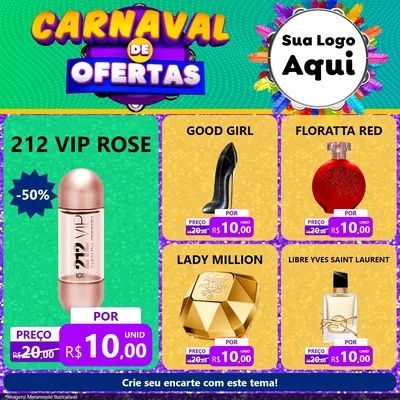 Modelo de Rede Social para Feed Facebook com o tema Carnaval de Ofertas para Perfumes