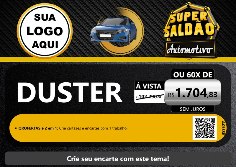 Modelo de Cartaz para Cartaz A4 Horizontal com o tema Super Saldão Automotivo para Concessionaria de Carros