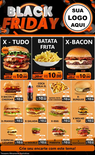 Modelo de Encarte para Encarte Grande com o tema Black Friday para Hamburgueria