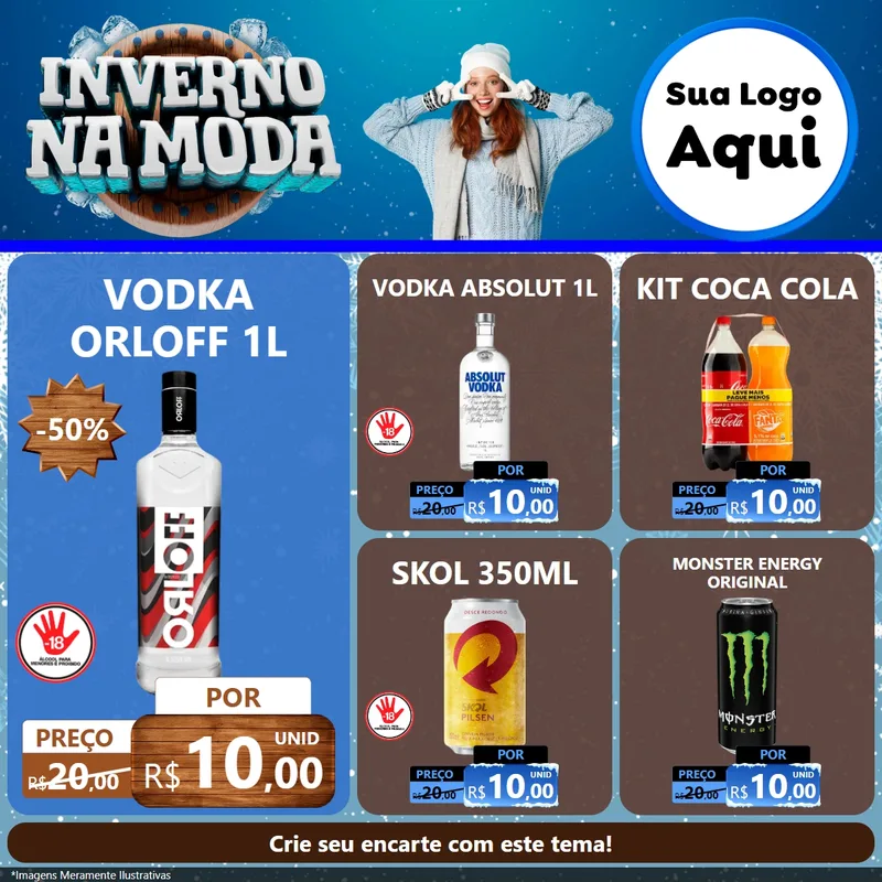 Modelo de Rede Social para Feed Facebook com o tema Inverno na Moda para Distribuidora de bebidas