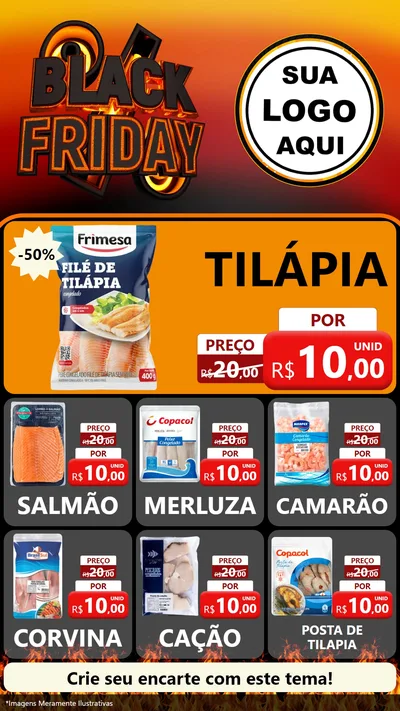 Modelo de Rede Social para Stories com o tema Black Friday para Peixaria