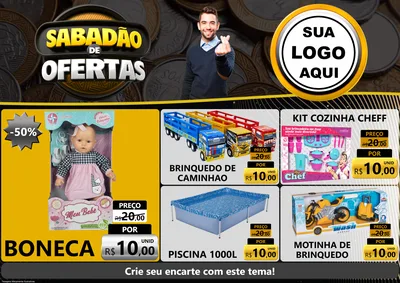 Modelo de Encarte para Encarte A4 Horizontal com o tema Sabadão de Ofertas para Brinquedos