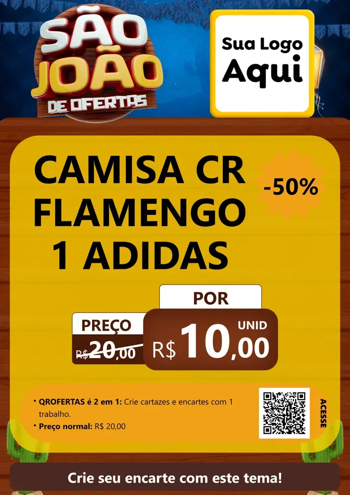 Modelo de Cartaz para Cartaz A4 Vertical com o tema São João Ofertas Imbatíveis! - Junina para Roupas e acessórios