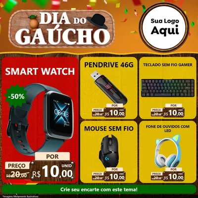 Modelo de Rede Social para Feed Facebook com o tema Dia do Gaúcho para Informática