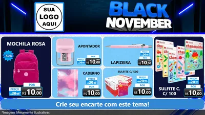 Modelo de TV para TV Horizontal com o tema Black November para Papelaria