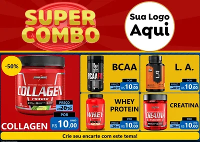 Modelo de Encarte para Encarte A4 Horizontal com o tema Super Combo para Suplementos alimentares