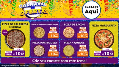 Modelo de TV para TV Horizontal com o tema Carnaval de Ofertas para Pizzaria