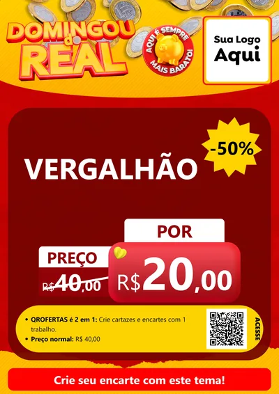 Modelo de Cartaz para Cartaz A4 Vertical com o tema Domingou do Real para Ferragens
