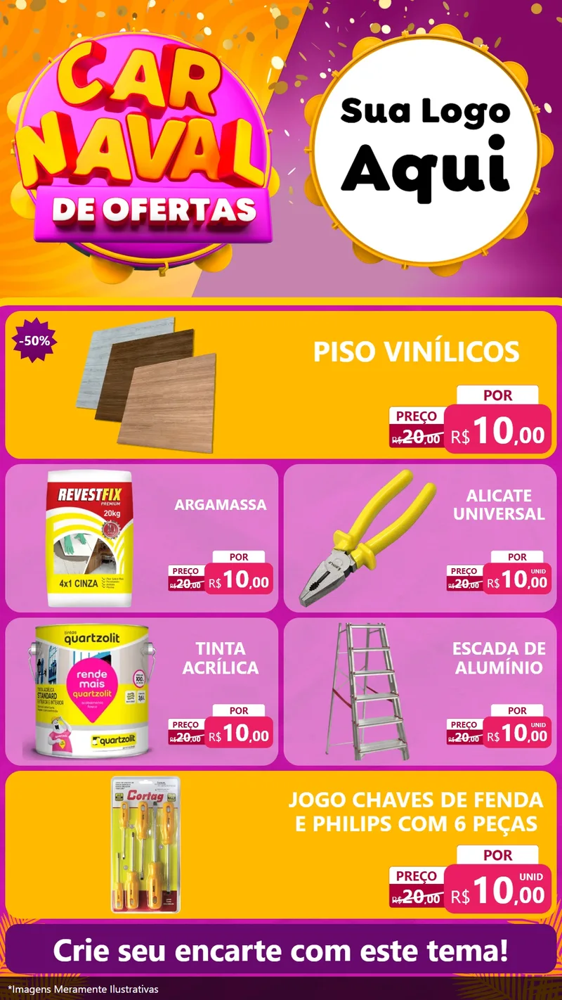 Modelo de TV para TV Vertical com o tema Carnaval de Ofertas para Material para Construção