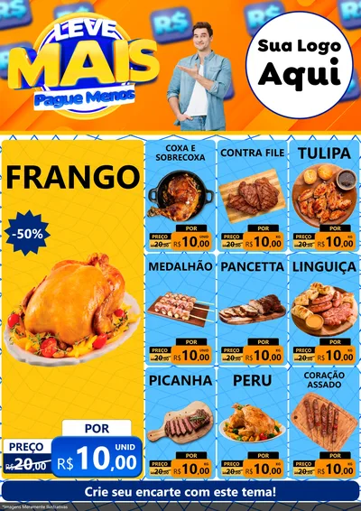 Modelo de Encarte para Encarte A4 Vertical com o tema Leve Mais, Pague Menos para Assados