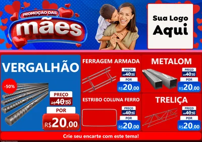 Modelo de Encarte para Encarte A4 Horizontal com o tema Promoção das Mães para Ferragens