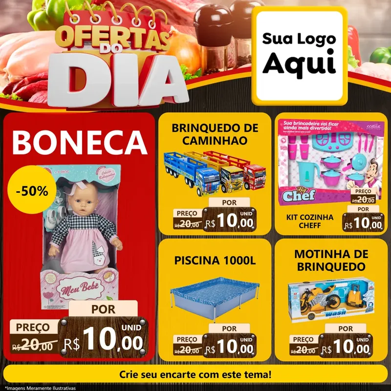 Modelo de Rede Social para Feed Facebook com o tema Ofertas do Dia para Brinquedos