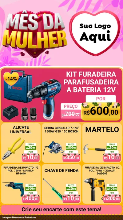 Modelo de Rede Social para Stories com o tema Mês da Mulher para Maquinas e Ferramentas