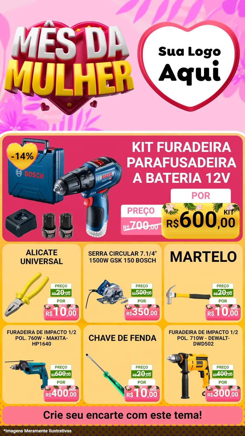Modelo de Rede Social para Stories com o tema Mês da Mulher para Maquinas e Ferramentas