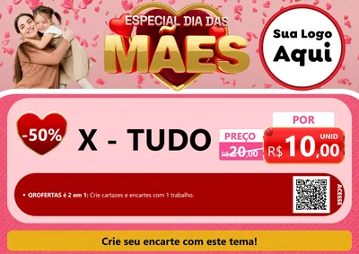 Modelo de Cartaz para Cartaz A4 Horizontal com o tema Especial Dia Das Mães para Hamburgueria