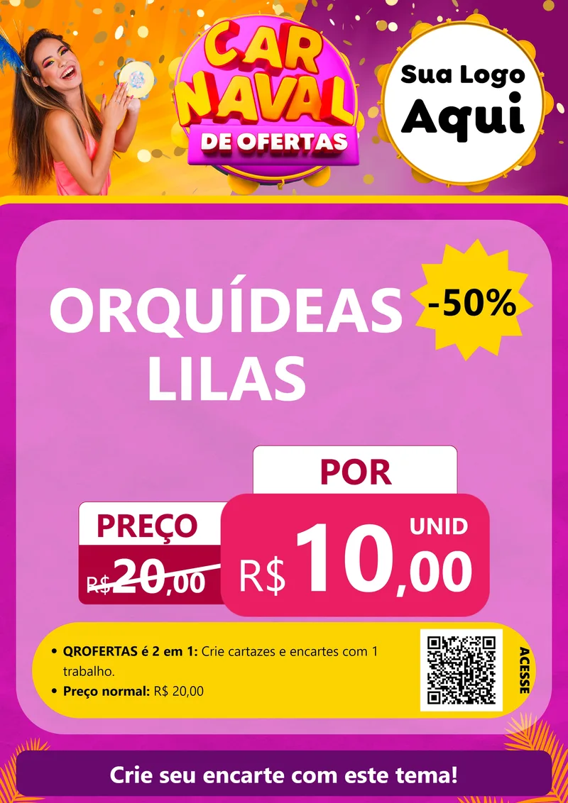 Modelo de Cartaz para Cartaz A4 Vertical com o tema Carnaval de Ofertas para Floricultura e jardim