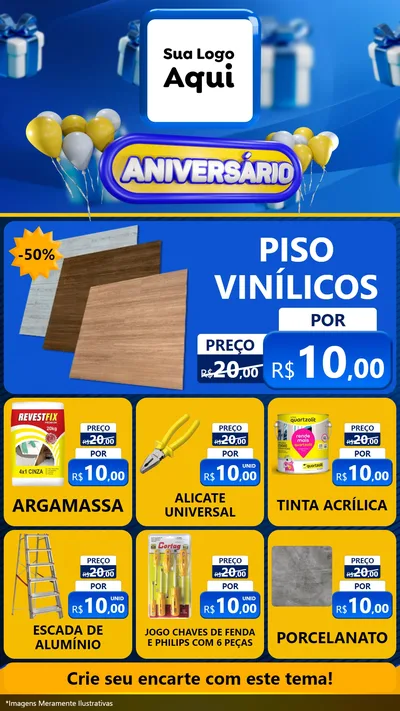 Modelo de Rede Social para Stories com o tema Aniversário para Material para Construção