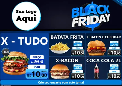 Modelo de Encarte para Encarte A4 Horizontal com o tema Black Friday para Hamburgueria