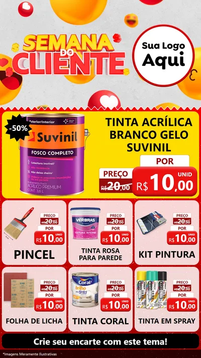 Modelo de Rede Social para Stories com o tema Semana do Cliente para Tintas e Ferramentas