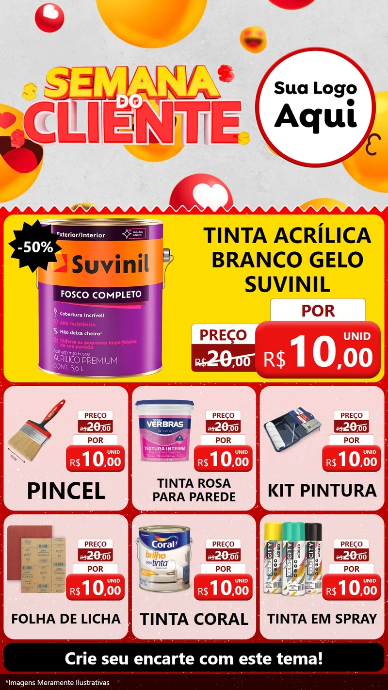 Modelo de Rede Social para Stories com o tema Semana do Cliente para Tintas e Ferramentas