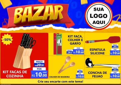 Modelo de Encarte para Encarte A4 Horizontal com o tema Bazar para Utilidades Domésticas