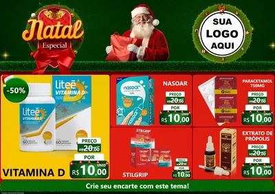 Modelo de Encarte para Encarte A4 Horizontal com o tema Natal Especial para Farmácia