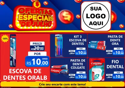 Modelo de Encarte para Encarte A4 Horizontal com o tema Ofertas Especiais de Julho para Higiene Pessoal
