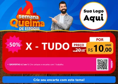 Modelo de Cartaz para Cartaz A4 Horizontal com o tema Semana Queima de Estoque para Hamburgueria