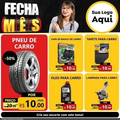 Modelo de Rede Social para Feed Facebook com o tema Fecha Mês para Auto peças