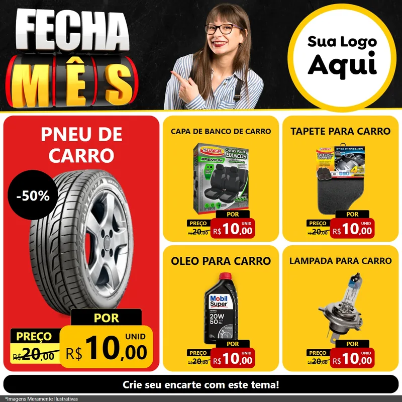 Modelo de Rede Social para Feed Facebook com o tema Fecha Mês para Auto peças