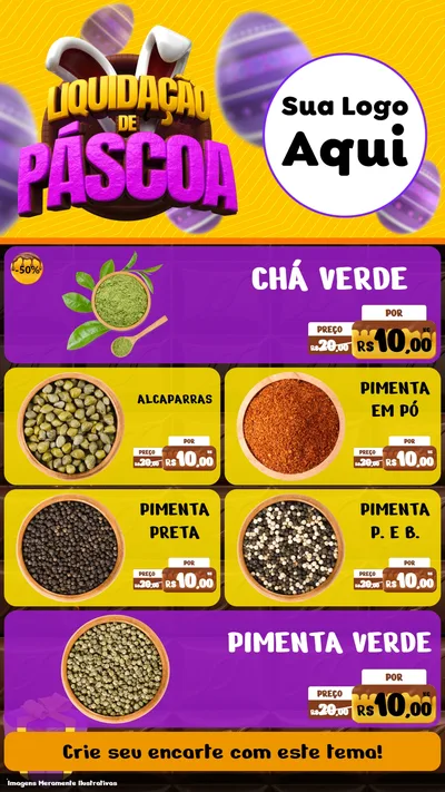 Modelo de TV para TV Vertical com o tema Liquidação de Páscoa para Produtos Naturais