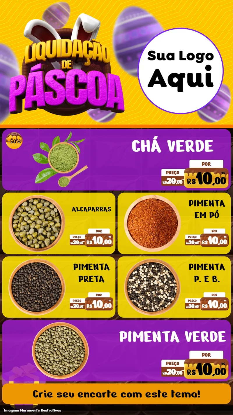 Modelo de TV para TV Vertical com o tema Liquidação de Páscoa para Produtos Naturais
