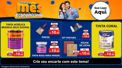 Modelo de TV para TV Horizontal com o tema Comece O Mês Economizando para Tintas e Ferramentas