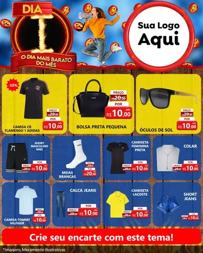 Modelo de Rede Social para Feed Instagram com o tema Dia I - O Dia Mais Barato Do Mês para Roupas e acessórios