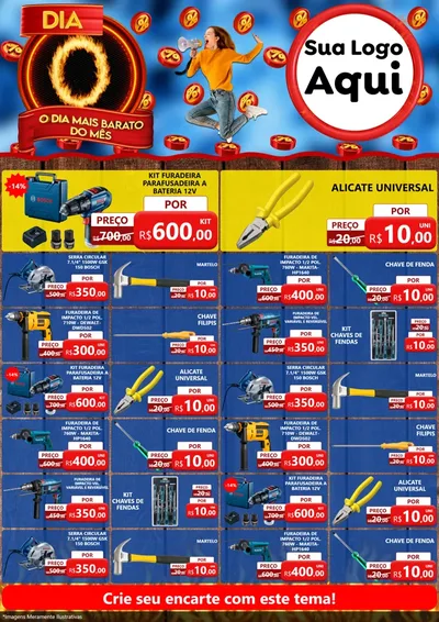 Modelo de Encarte para Encarte A4 Vertical com o tema Dia O - O Dia Mais Barato Do Mês para Maquinas e Ferramentas
