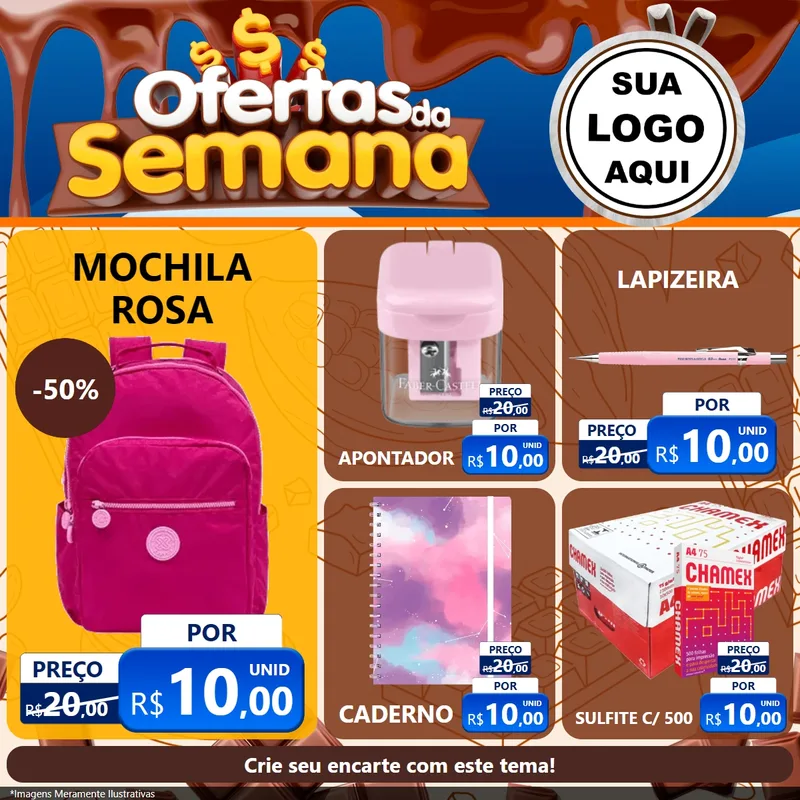 Modelo de Rede Social para Feed Facebook com o tema Ofertas da Semana - Páscoa para Papelaria