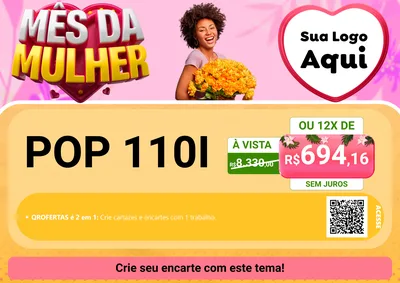 Modelo de Cartaz para Cartaz A4 Horizontal com o tema Mês da Mulher para Concessionaria de Motos