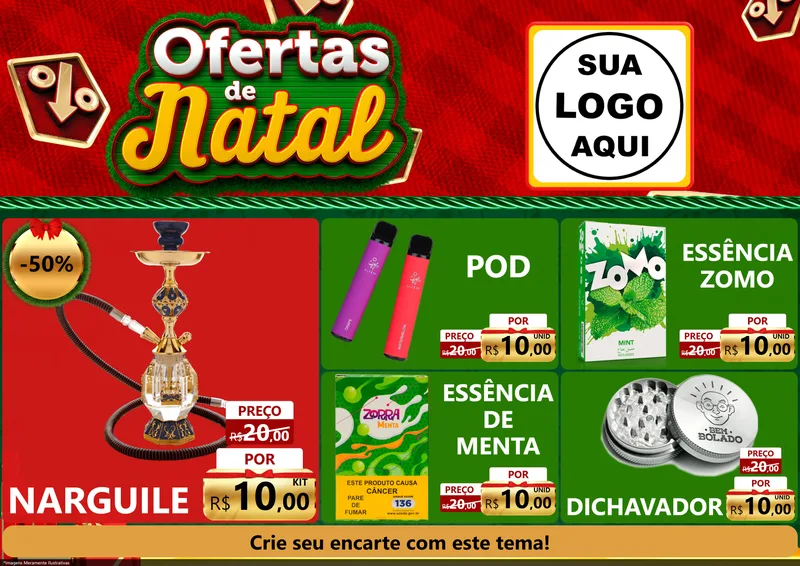 Modelo de Encarte para Encarte A4 Horizontal com o tema Ofertas de Natal para Tabacaria