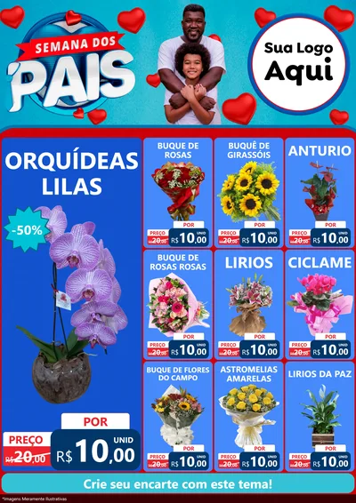 Modelo de Encarte para Encarte A4 Vertical com o tema Semana Dos Pais para Floricultura e jardim