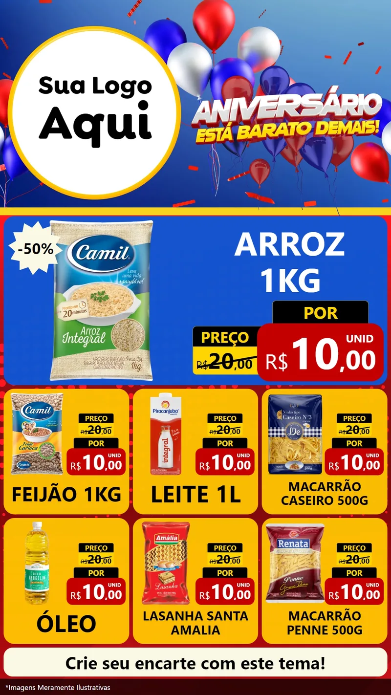 Modelo de Rede Social para Stories com o tema Aniversário para Supermercado