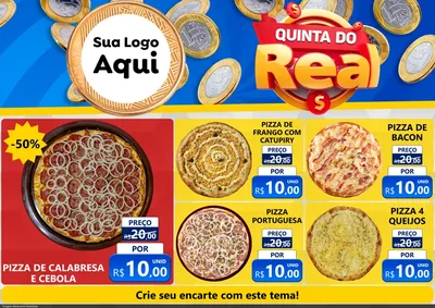 Modelo de Encarte para Encarte A4 Horizontal com o tema Quinta do Real para Pizzaria