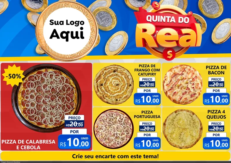 Modelo de Encarte para Encarte A4 Horizontal com o tema Quinta do Real para Pizzaria