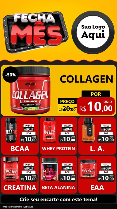 Modelo de Rede Social para Stories com o tema Fecha Mês para Suplementos alimentares