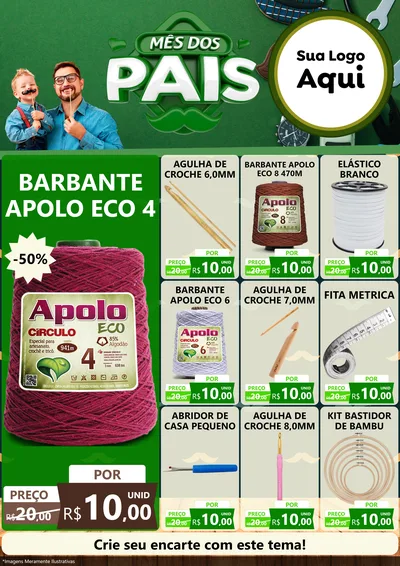 Modelo de Encarte para Encarte A4 Vertical com o tema Mês dos Pais para Armarinho e Aviamentos