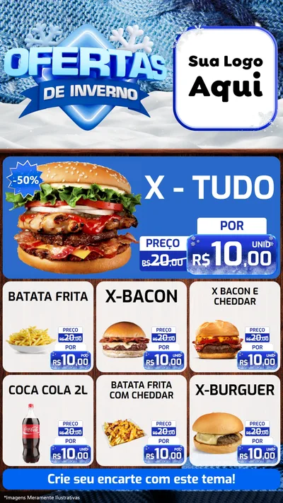 Modelo de Rede Social para Stories com o tema Ofertas de Inverno para Hamburgueria