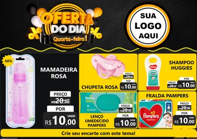 Modelo de Encarte para Encarte A4 Horizontal com o tema Oferta do Dia - Quarta Feira! para Bebês