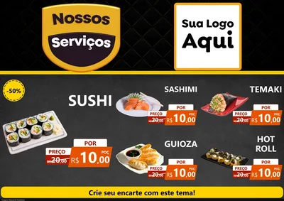 Modelo de Encarte para Encarte A4 Horizontal com o tema Nossos Serviços para Comida japonesa