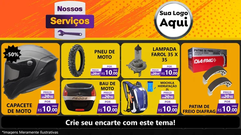 Modelo de TV para TV Horizontal com o tema Nossos Serviços para Moto peças